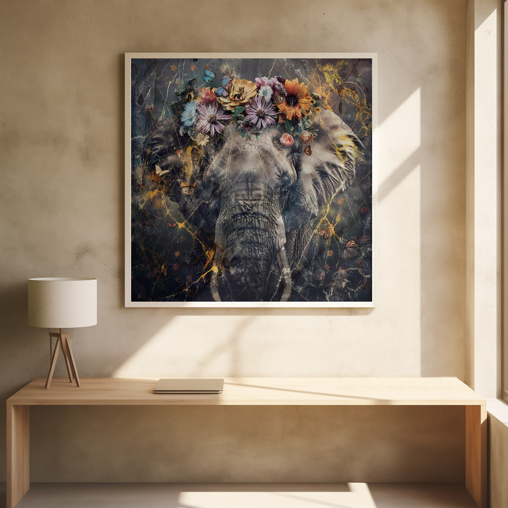 Art mural Éléphant Animal Illustration vintage Art mural 01