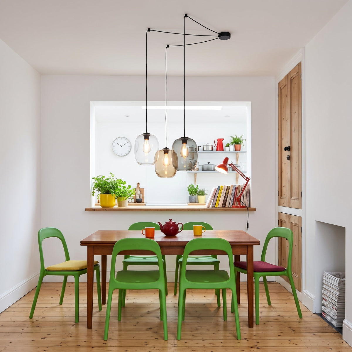 ELIO 3-Light Offset Glass Pendant for Kitchen Island, Dining & Stairwell