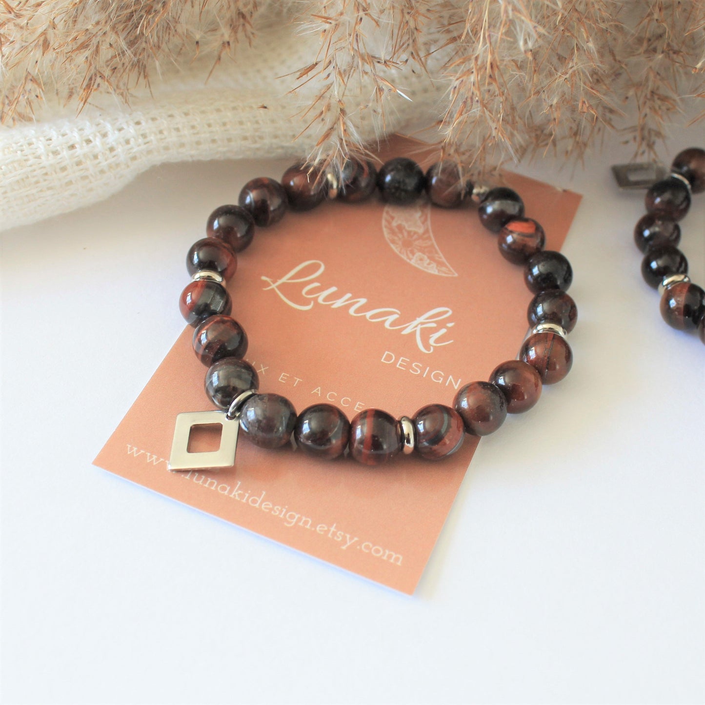 SAUVAGE | Bracelet en œil de taureau et acier inoxydable