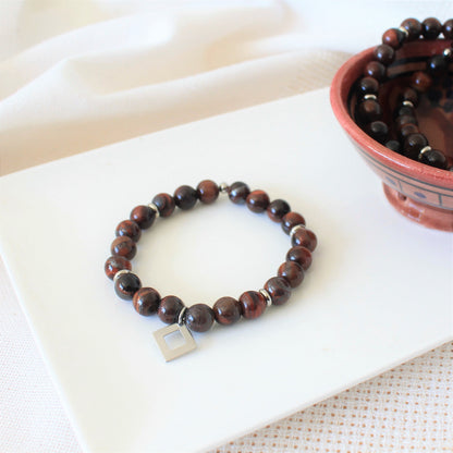 SAUVAGE | Bracelet en œil de taureau et acier inoxydable