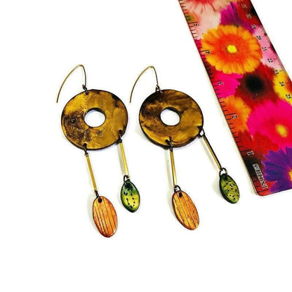 Grandes boucles d'oreilles pendantes extra longues, faites à la main – Boucles d'oreilles pendantes surdimensionnées