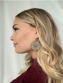 Extra Large Disc Dangle Earrings, Handmade – Hammered Metallic Style