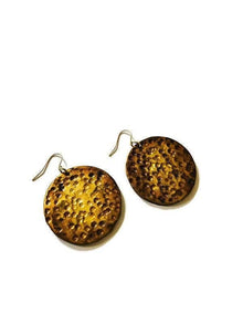 Extra Large Disc Dangle Earrings, Handmade – Hammered Metallic Style