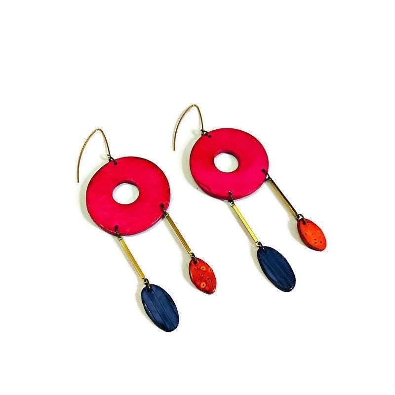 Grandes boucles d'oreilles pendantes extra longues, faites à la main – Boucles d'oreilles pendantes surdimensionnées