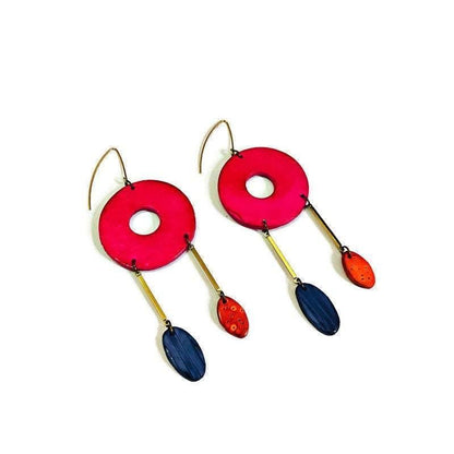 Grandes boucles d'oreilles pendantes extra longues, faites à la main – Boucles d'oreilles pendantes surdimensionnées
