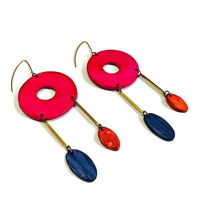 Grandes boucles d'oreilles pendantes extra longues, faites à la main – Boucles d'oreilles pendantes surdimensionnées