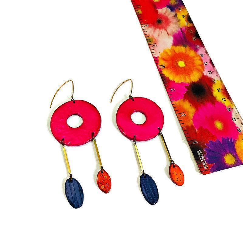 Grandes boucles d'oreilles pendantes extra longues, faites à la main – Boucles d'oreilles pendantes surdimensionnées