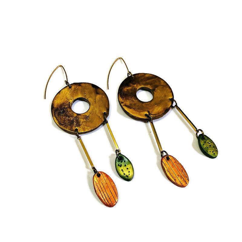 Grandes boucles d'oreilles pendantes extra longues, faites à la main – Boucles d'oreilles pendantes surdimensionnées