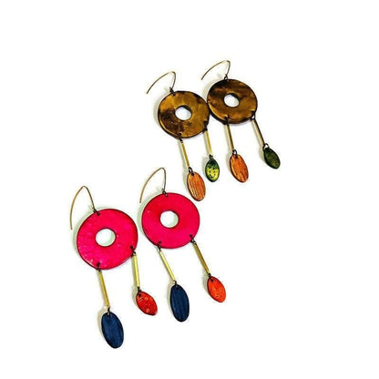 Grandes boucles d'oreilles pendantes extra longues, faites à la main – Boucles d'oreilles pendantes surdimensionnées
