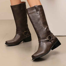 Bottes mi-mollet à bout carré pour femme – Bottes élégantes en jean et daim pour l'automne et l'hiver