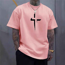 Haut décontracté à manches courtes pour homme, style streetwear, coupe ample, imprimé croix, design créatif