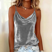 Débardeur camisole en velours uni pour femme – Hauts courts d'été sexy à bretelles fines sans manches