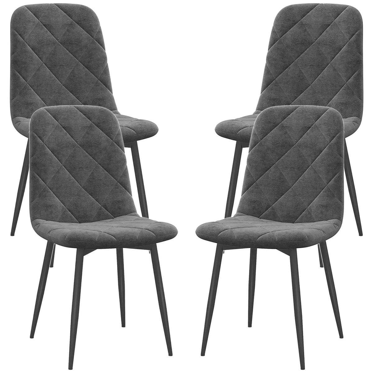 Ensemble de 4 chaises de salle à manger rembourrées grises – Chaises modernes pour cuisine et salle à manger avec pieds en acier (Livraison aux États-Unis et au Canada uniquement)