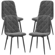 Set of 4 Grey Upholstered Dining Chairs – Modern Kitchen & Dining Room Chairs with Steel Legs (United States & Canada Delivery Only)
