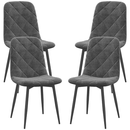 Ensemble de 4 chaises de salle à manger rembourrées grises – Chaises modernes pour cuisine et salle à manger avec pieds en acier (Livraison aux États-Unis et au Canada uniquement)