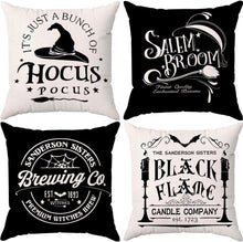 Set of 4 Halloween Pillow Covers 18 × 18 in – Hocus Pocus Black & White Fall Decor (Canada Delivery Only)