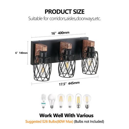 18-Inch Industrial Vintage 3-Light Wall Sconce (United States Delivery Only)