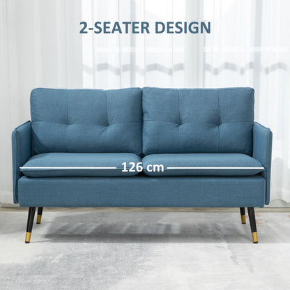 55-Inch Dark Blue Loveseat Sofa – Button-Tufted Upholstered Couch for Bedroom & Small Spaces (United States & Canada Delivery Only)