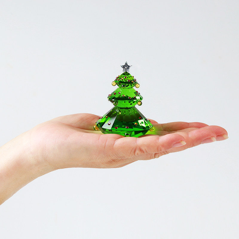 Christmas Gift Crystal Christmas Tree Ornament – Handmade Green Glass Holiday Decor, 50mm