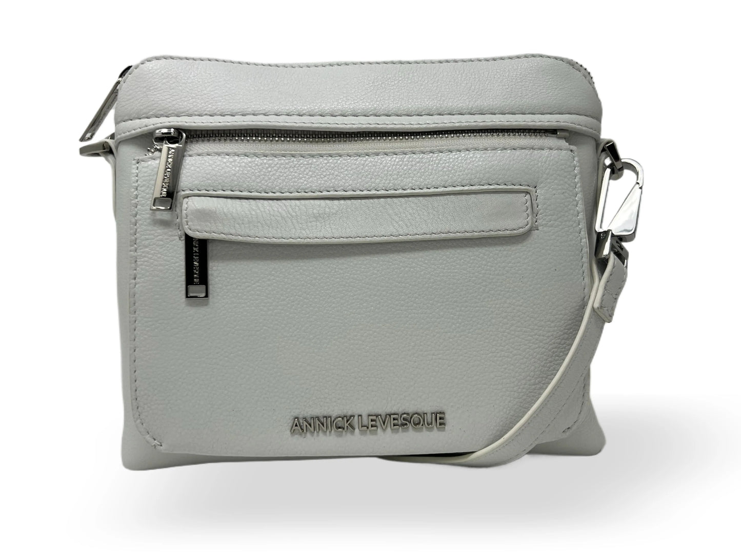 White Leather Small Crossbody Bag, Brigitte