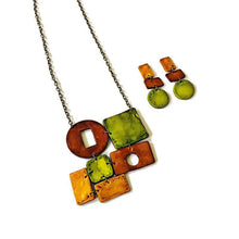 Fall Jewelry Set with Bold Chunky Statement Necklace & Long Geometric Earrings