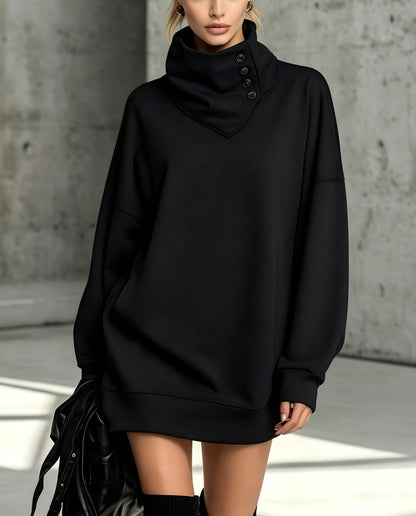 Sweat-shirt boutonné vintage pour femme, coupe ample – Haut décontracté à manches longues mi-long