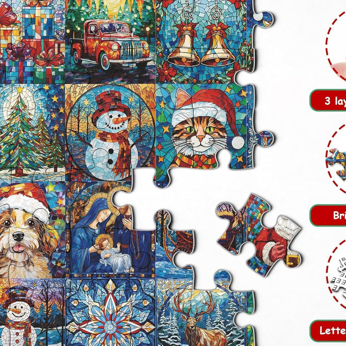 Christmas Puzzle Countdown Calendar, Holiday Jigsaw Puzzle