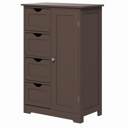 Meuble de rangement de salle de bain marron – Meuble sur pied avec 4 tiroirs et étagère réglable (Livraison aux États-Unis et au Canada uniquement)