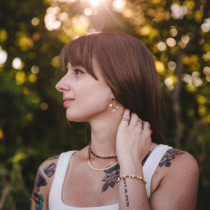 Gold-plated hoop earrings with freshwater pearls | AURÉA