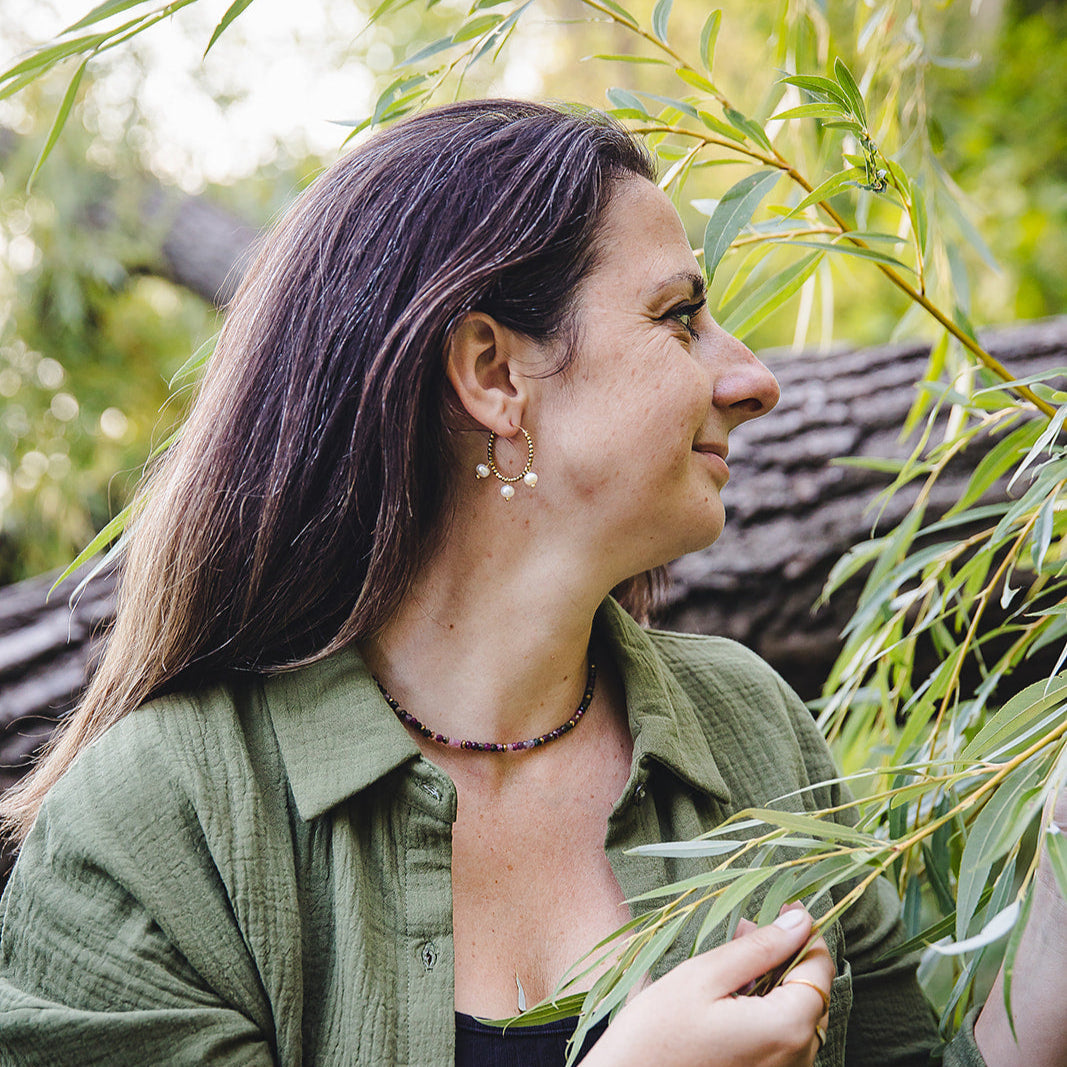 Gold-plated hoop earrings with freshwater pearls | AURÉA