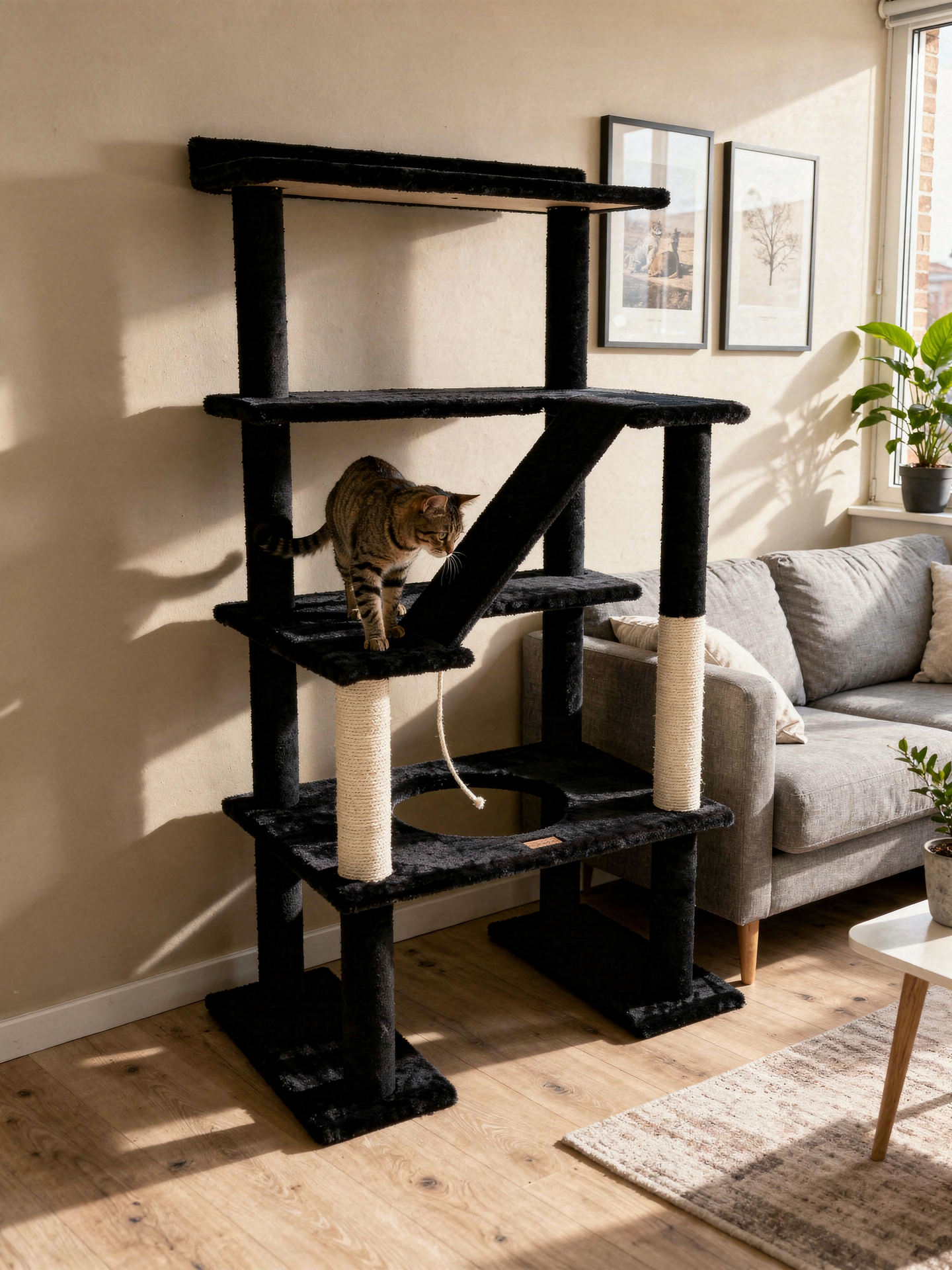 Arbre à chat Maine Coon 65" - Tour à chat à 5 niveaux