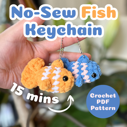 Crochet 15-min NO SEW Fish Keychain Pattern PDF Download Beginner Friendly