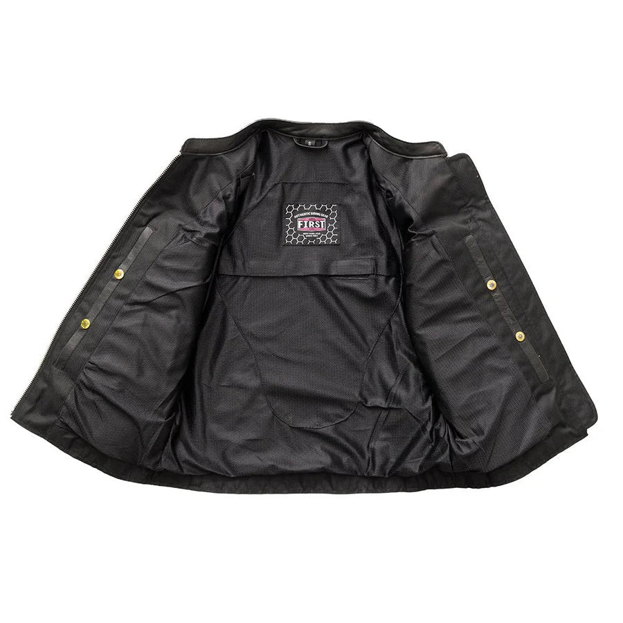 Blouson moto en cuir pour femme. Cuir de vachette léger avec poches pour protections