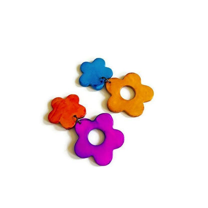 Collier imposant fait main à motif floral vif