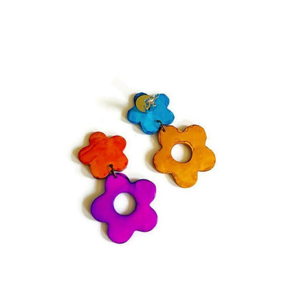 Collier imposant fait main à motif floral vif