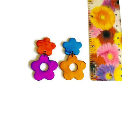 Collier imposant fait main à motif floral vif