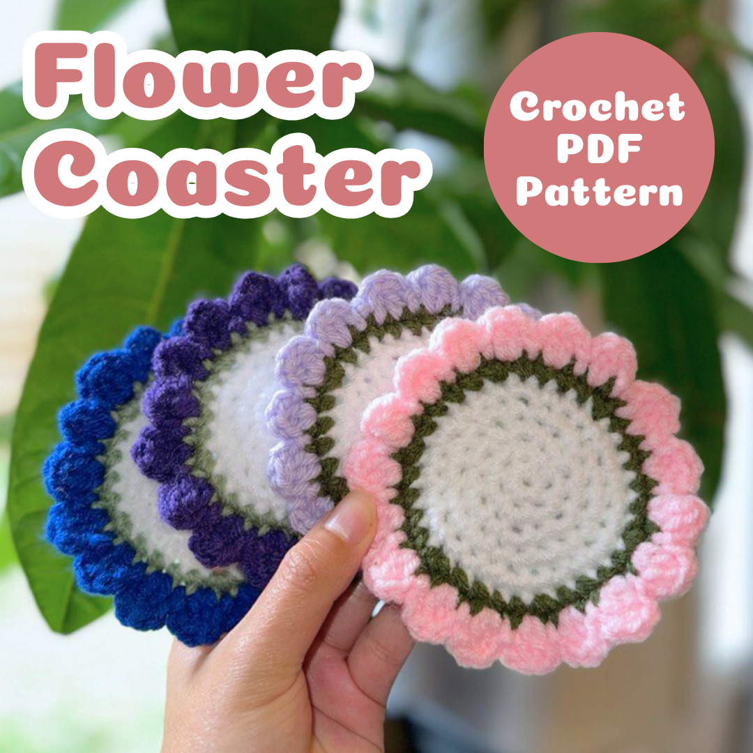 Crochet Flower Coaster Pattern PDF Download Beginner Friendly