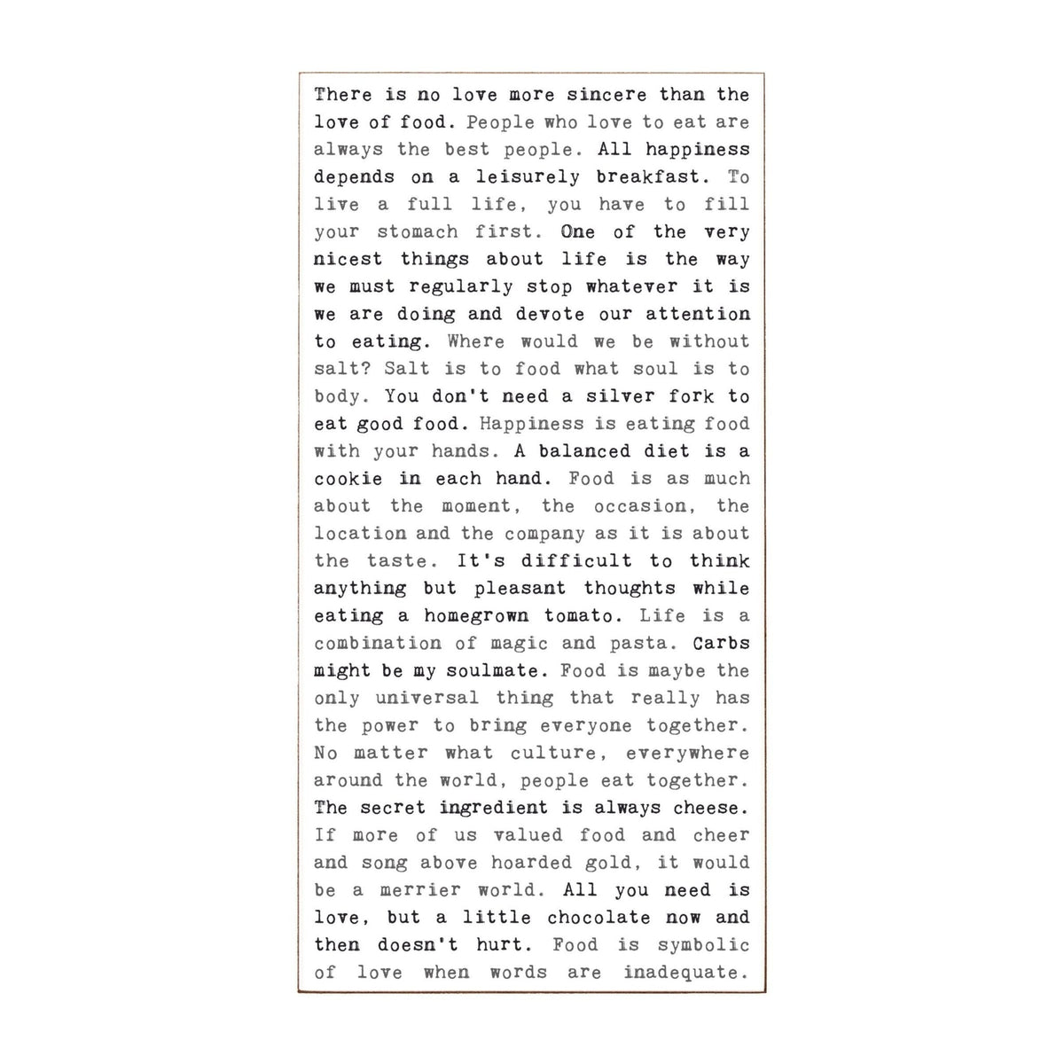 Typewriter Sign - Food Lovers