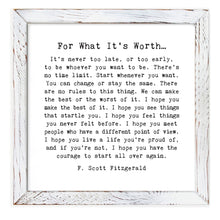 Framed Words - For What It's Worth