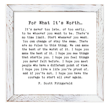 Framed Words - For What It's Worth