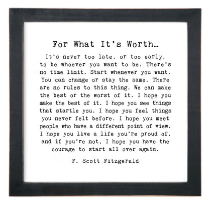 Framed Words - For What It's Worth