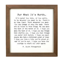 Framed Words - For What It's Worth