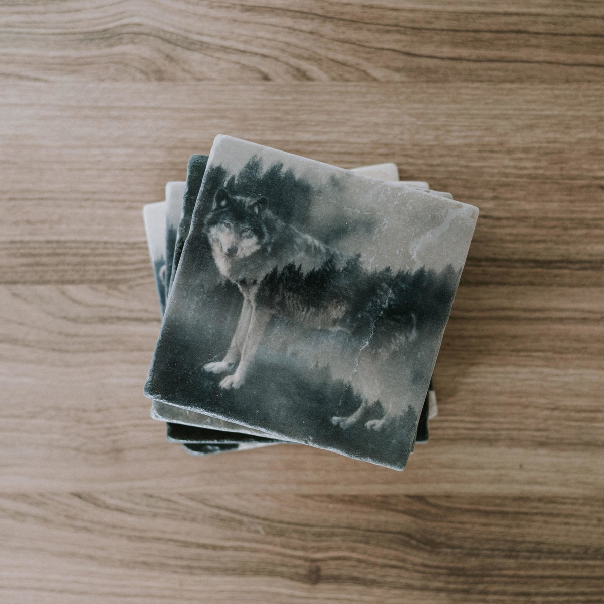 Marble Coasters - Lost & Found - Forest Wolf
