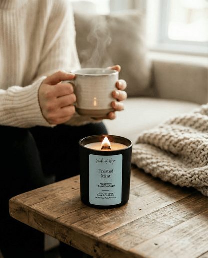 Frosted Mint Candle | Peppermint + Sweet Pink Sugar