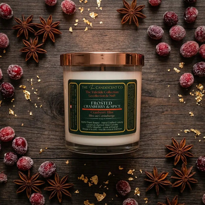 FROSTED CRANBERRY &amp; SPICE | Festive cranberry Christmas luxury coconut apricot wax candle