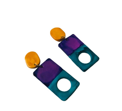 Funky Statement Necklace with Bold Colorful Geometric Style
