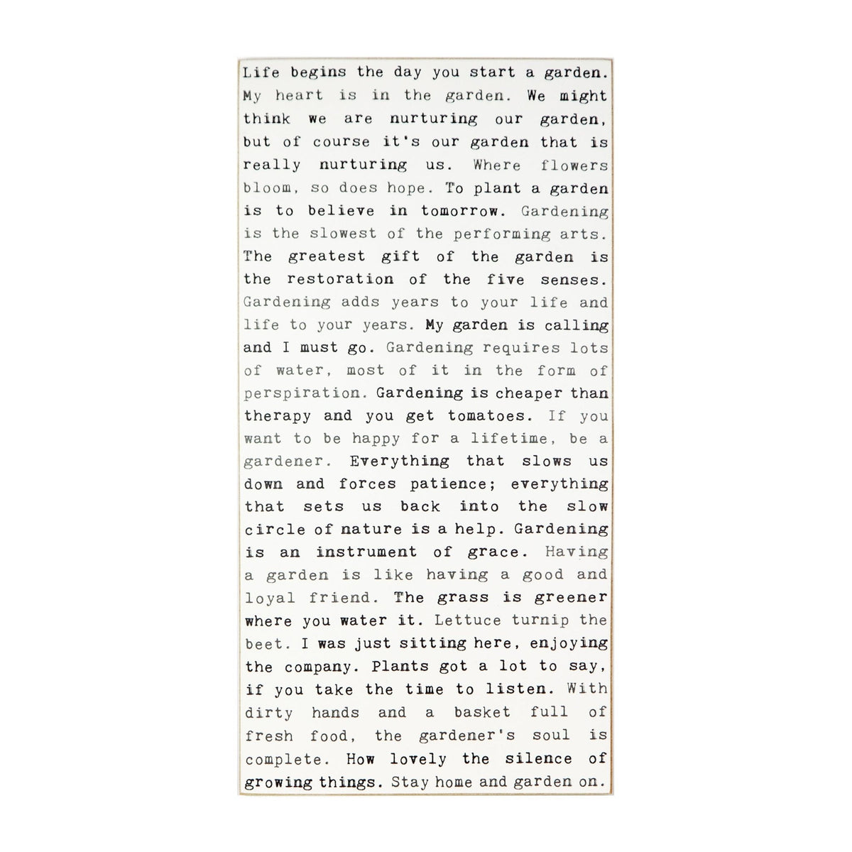 Typewriter Sign - Garden
