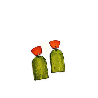 Bold Two-Tone Geometric Earrings, Post or Clip On – "Moe"
