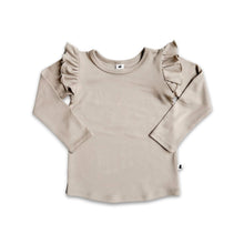 Baby Bamboo Ruffle Shoulder Long Sleeve Shirt | Beach Stone