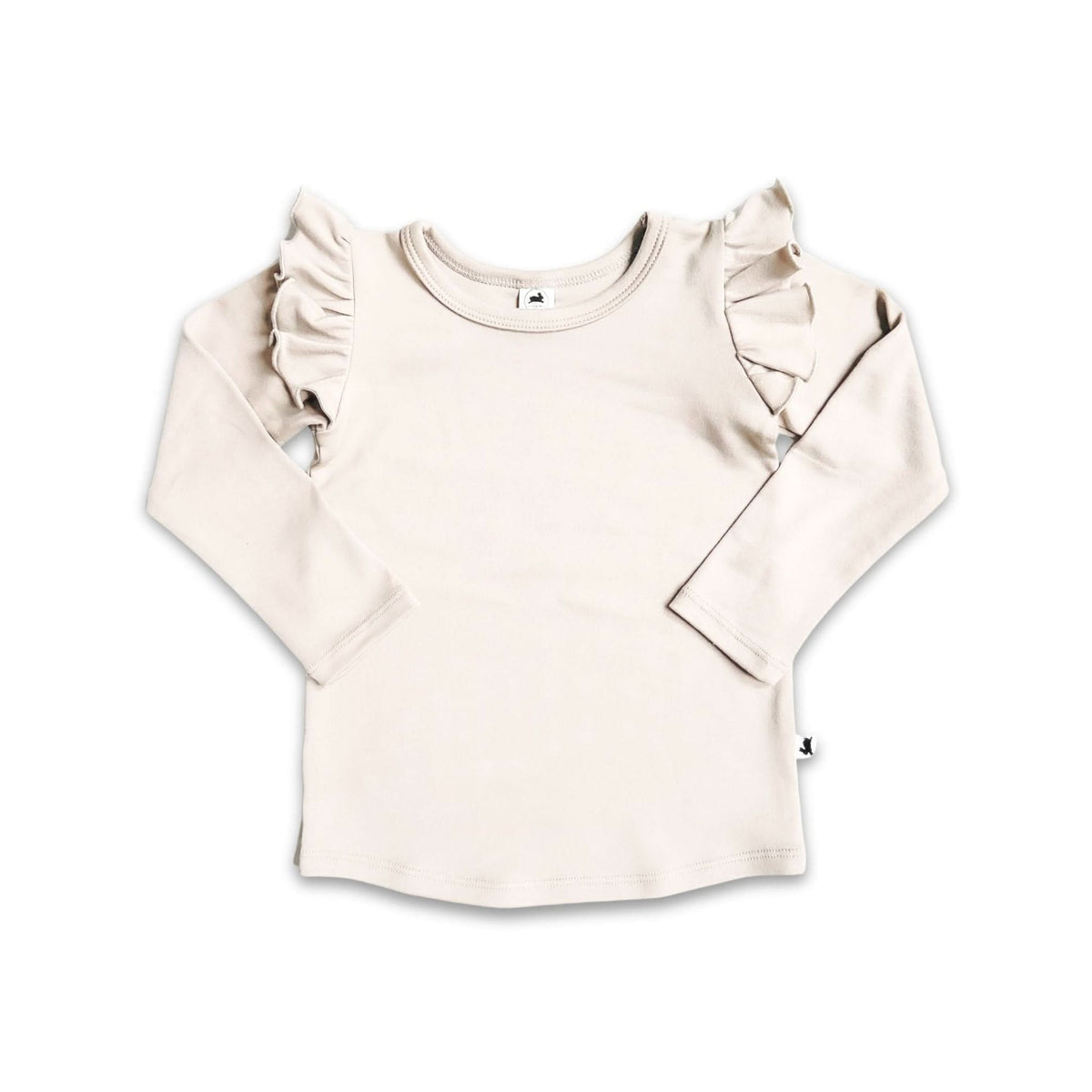 Baby Bamboo Ruffle Shoulder Long Sleeve Shirt | Cream